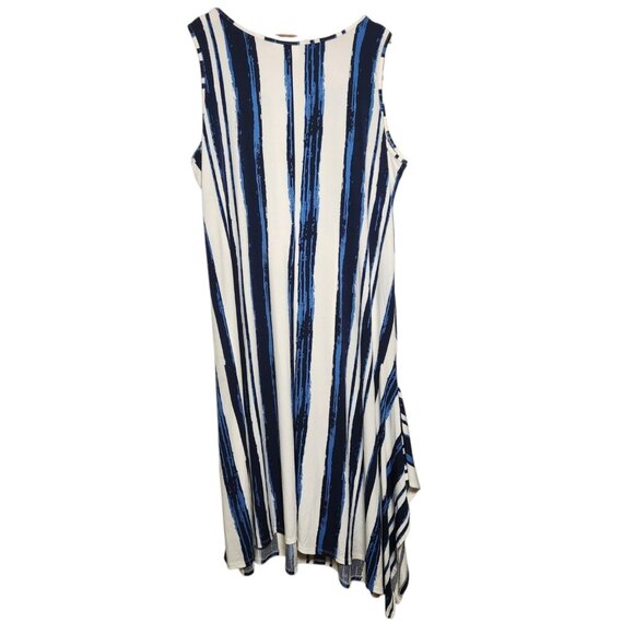Truth + Style 2XP Midi Dress Blue White Stripes Jersey Knit Boho Beach Petite - Picture 4 of 7